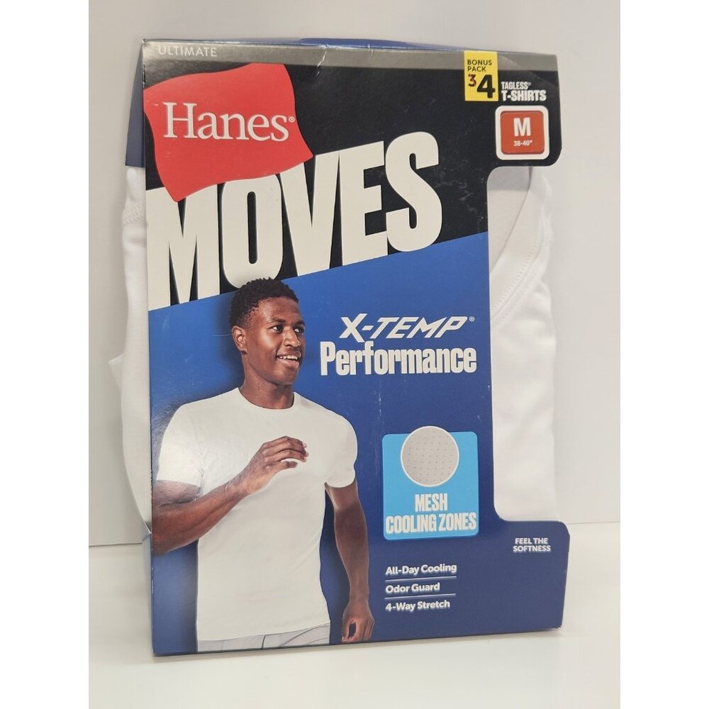Hanes Moves Men's X-Temp Performance Tagless Crew T-Shirts Size M 38-40 2 Shirts